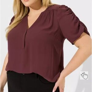 Harper Georgette Ruched Short Sleeve Blouse